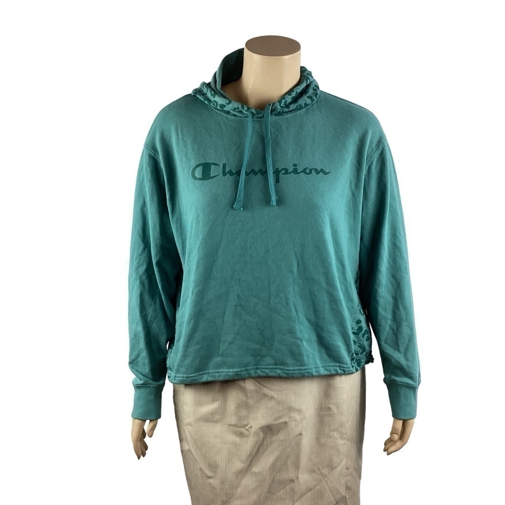 Champion Hoodie Size XL Aqua Leopard Contrast